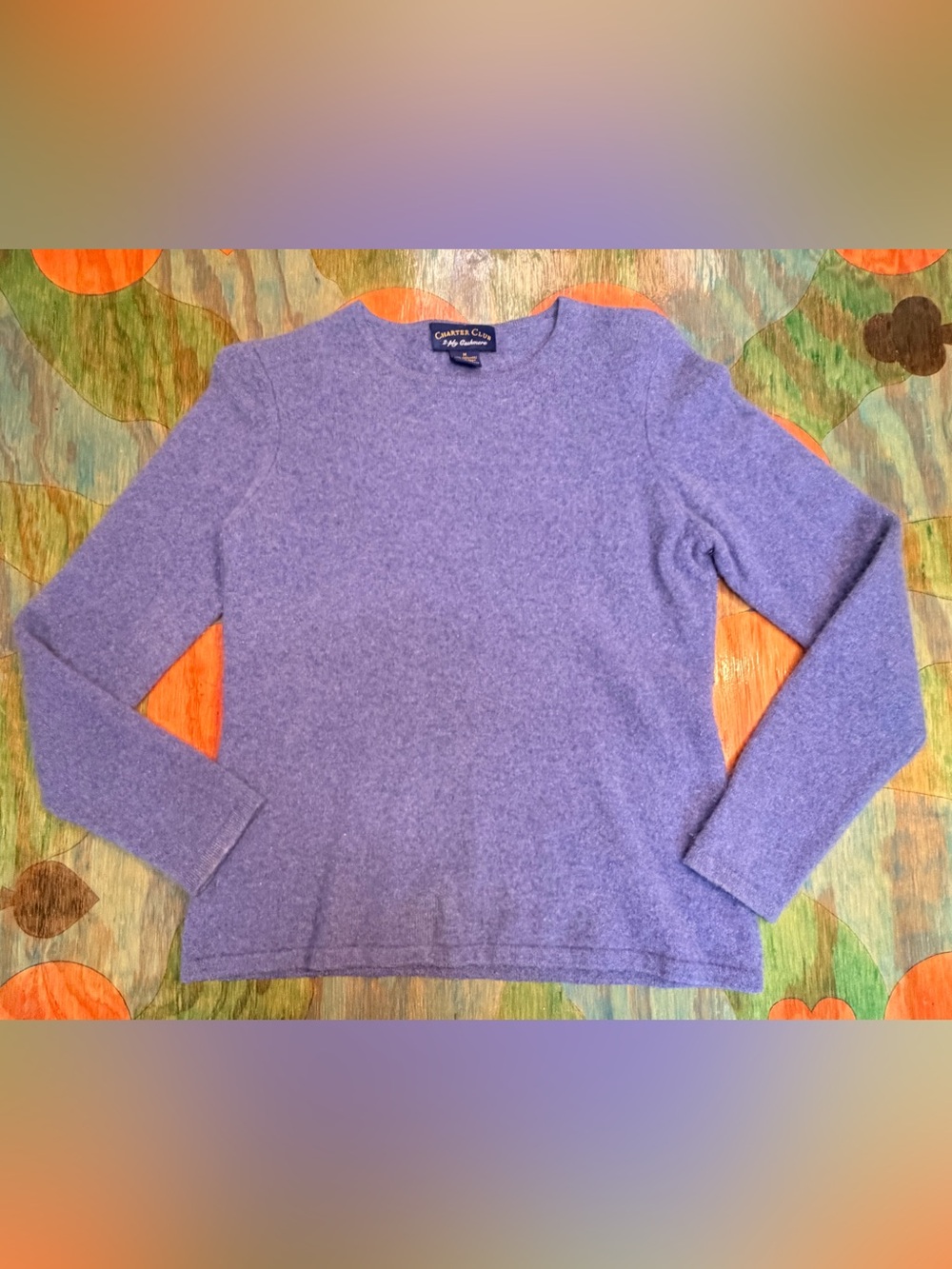 Charter Club Sweater Womens Medium Periwinkle 100% 2 Ply Cashmere Crewneck Knit